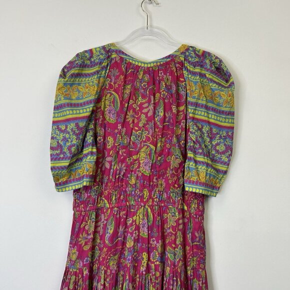 NEW Current Air Lindsey Bohemian Maxi Dress Womens Size XXL Pink Puff Sleeve - Picture 9 of 10